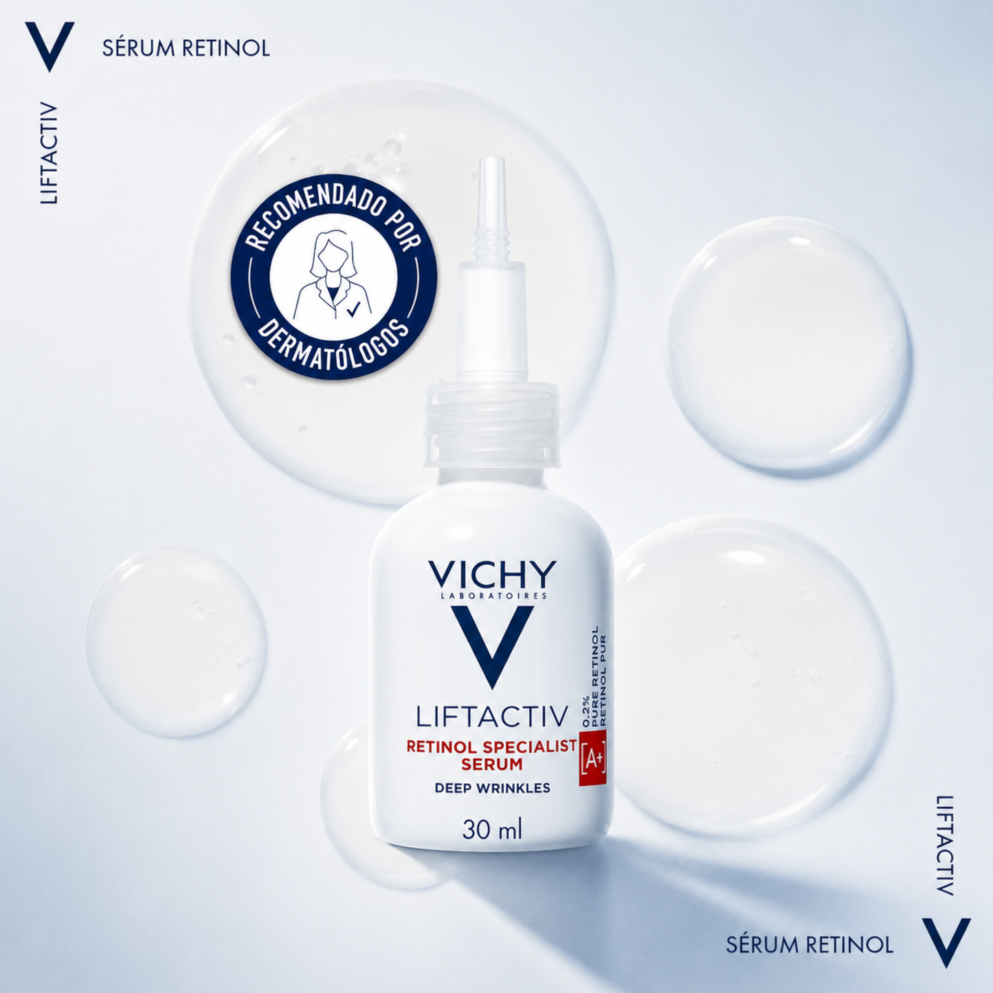 1- Vichy Sérum con Retinol, Tratamiento de Noche Antiedad, Piel Más Tersa y Joven, Corrige Arrugas, Mejora la Firmeza y Reduce las Líneas de Expresión, Liftactiv, 30 ml