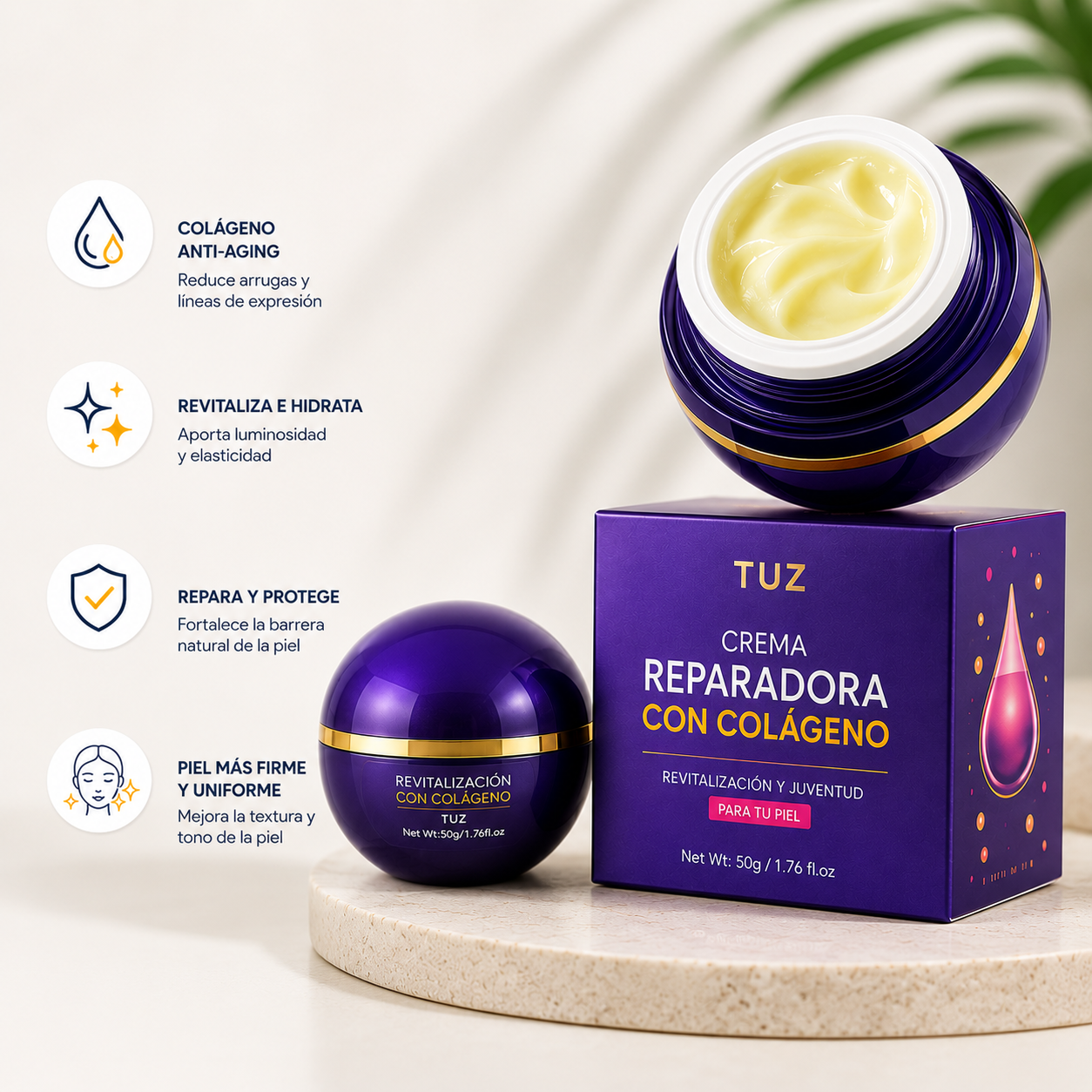 Crema Facial Reparadora Anti-Edad con Colágeno