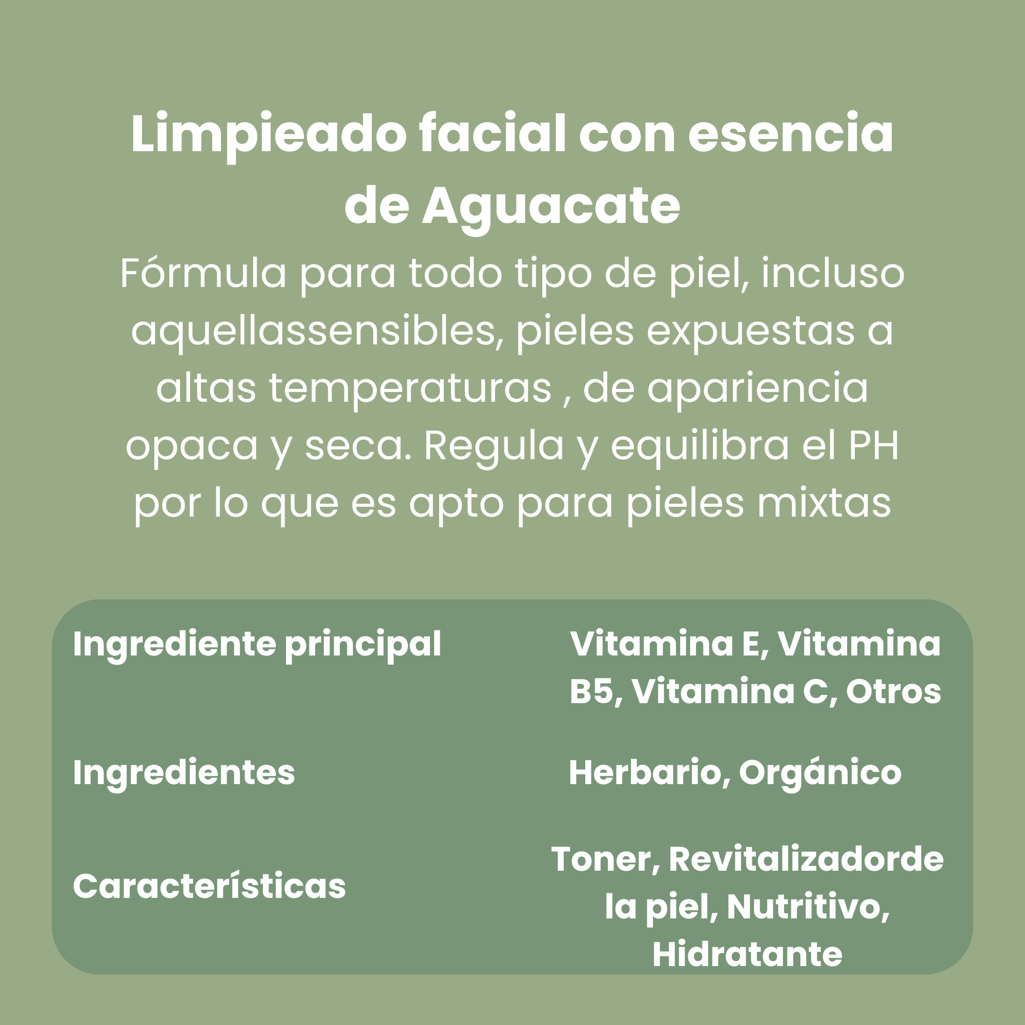 Limpiador Facial con Extracto de Aguacate  SADOER