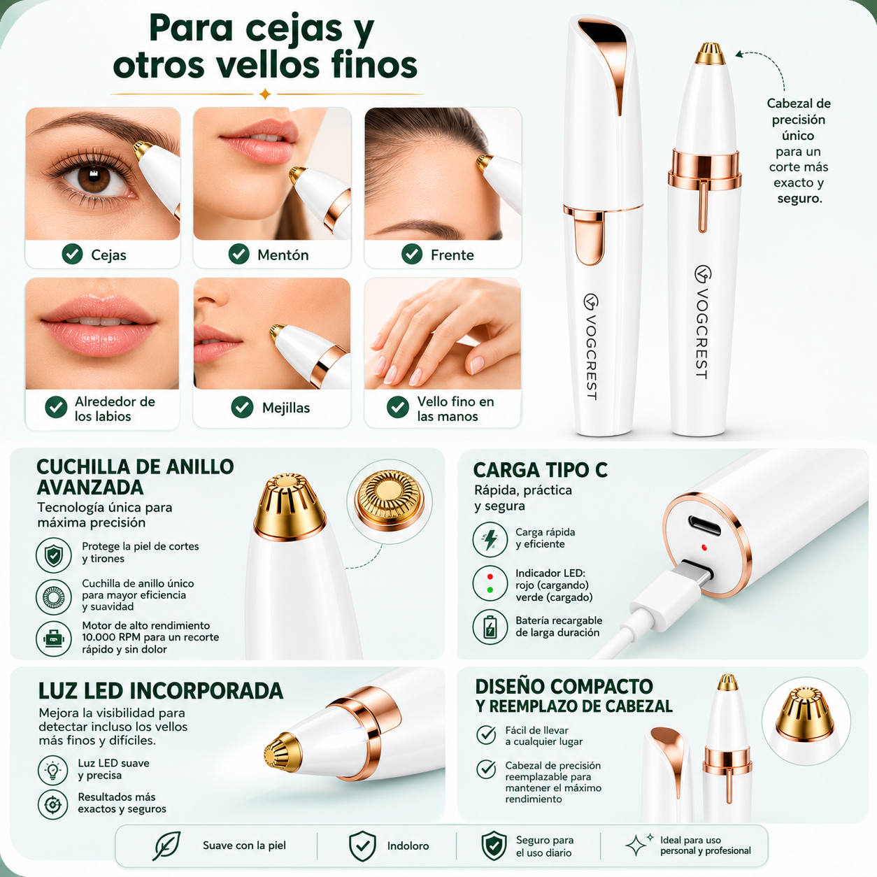 Recortador facial de cejas
