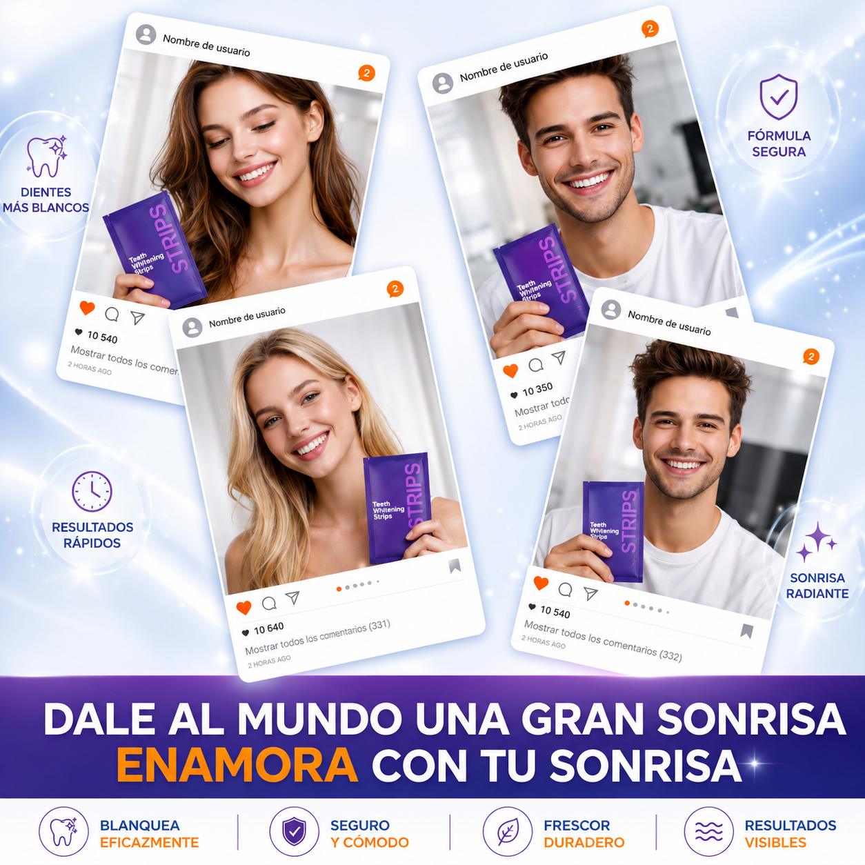 14 piezas Tiras Blanqueadoras para Dientes