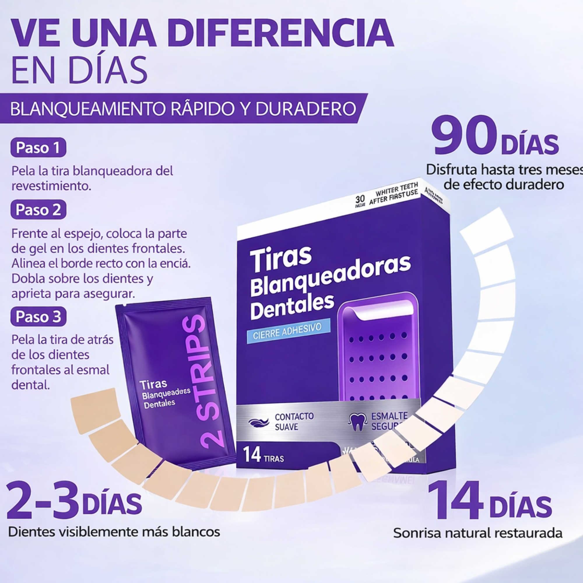 14 piezas Tiras Blanqueadoras para Dientes
