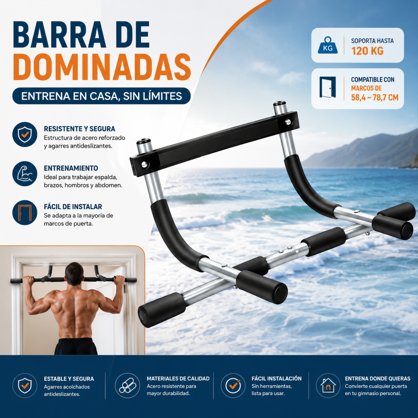 Barra de entrenamiento 4 en 1.