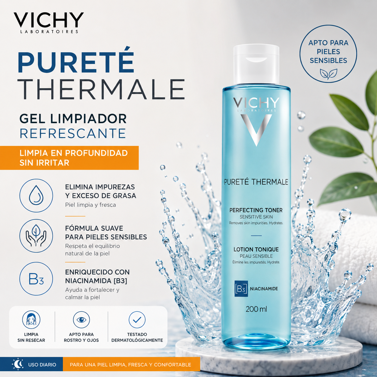 1. Vichy Gel Limpiador Refrescante
