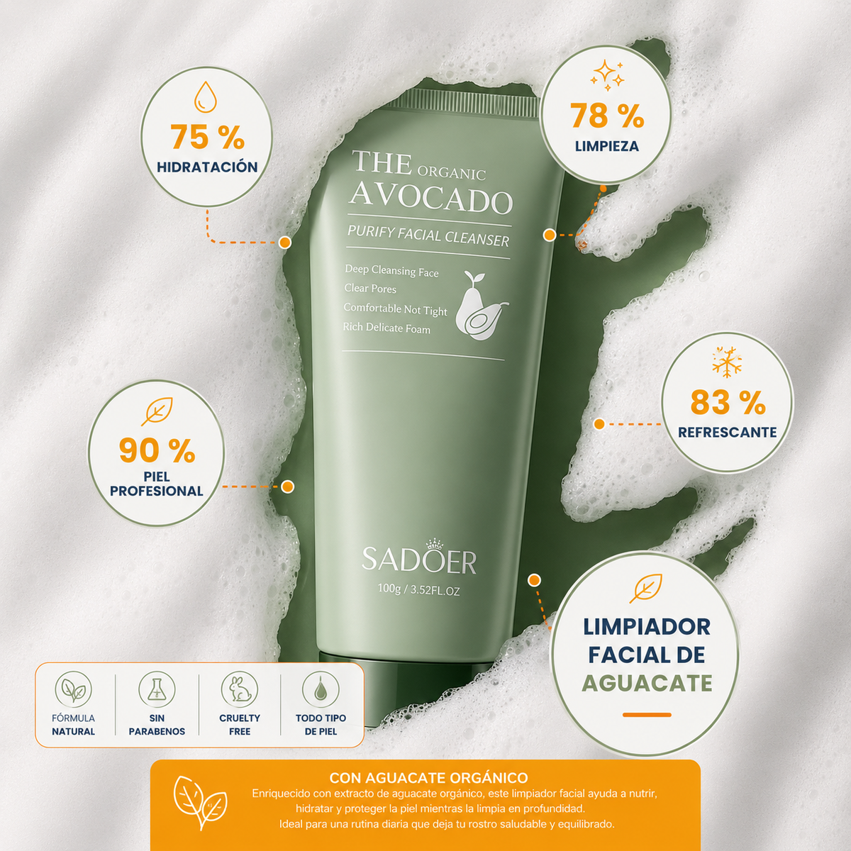 Limpiador Facial con Extracto de Aguacate  Sadoer