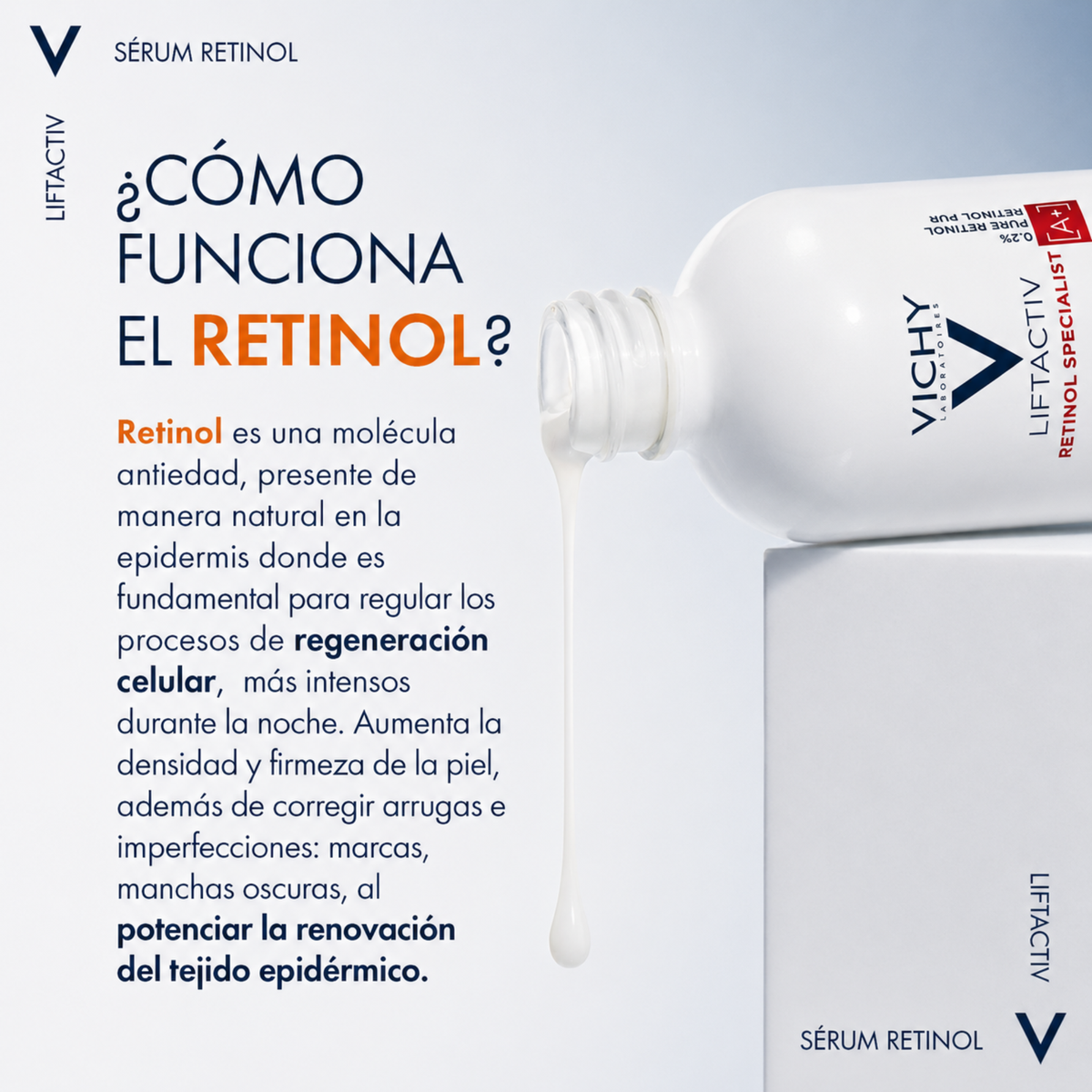 1- Vichy Sérum con Retinol, Tratamiento de Noche Antiedad, Piel Más Tersa y Joven, Corrige Arrugas, Mejora la Firmeza y Reduce las Líneas de Expresión, Liftactiv, 30 ml