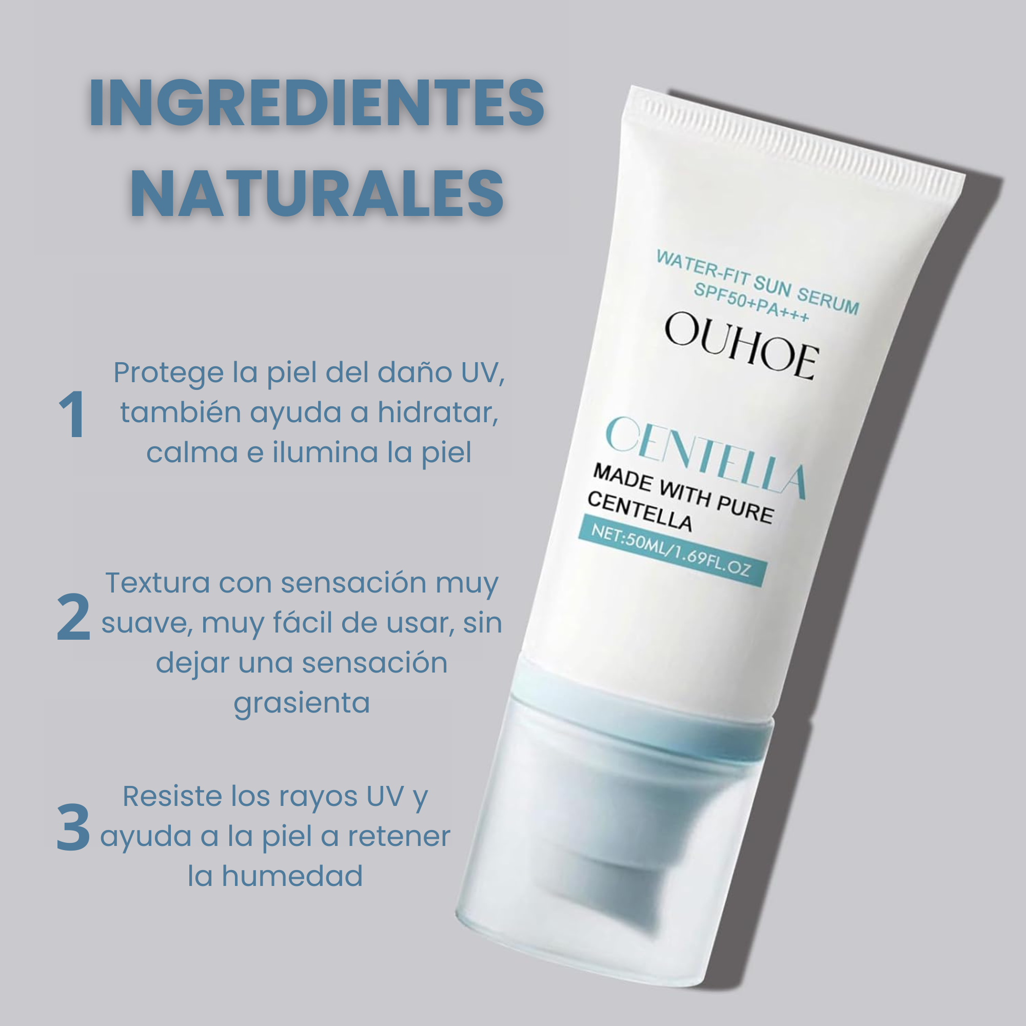 Sérum Solar Water-Fit SPF50+ PA+++ Protección Invisible, Hidratación Profunda y Cuidado Diario para Todo Tipo de Piel