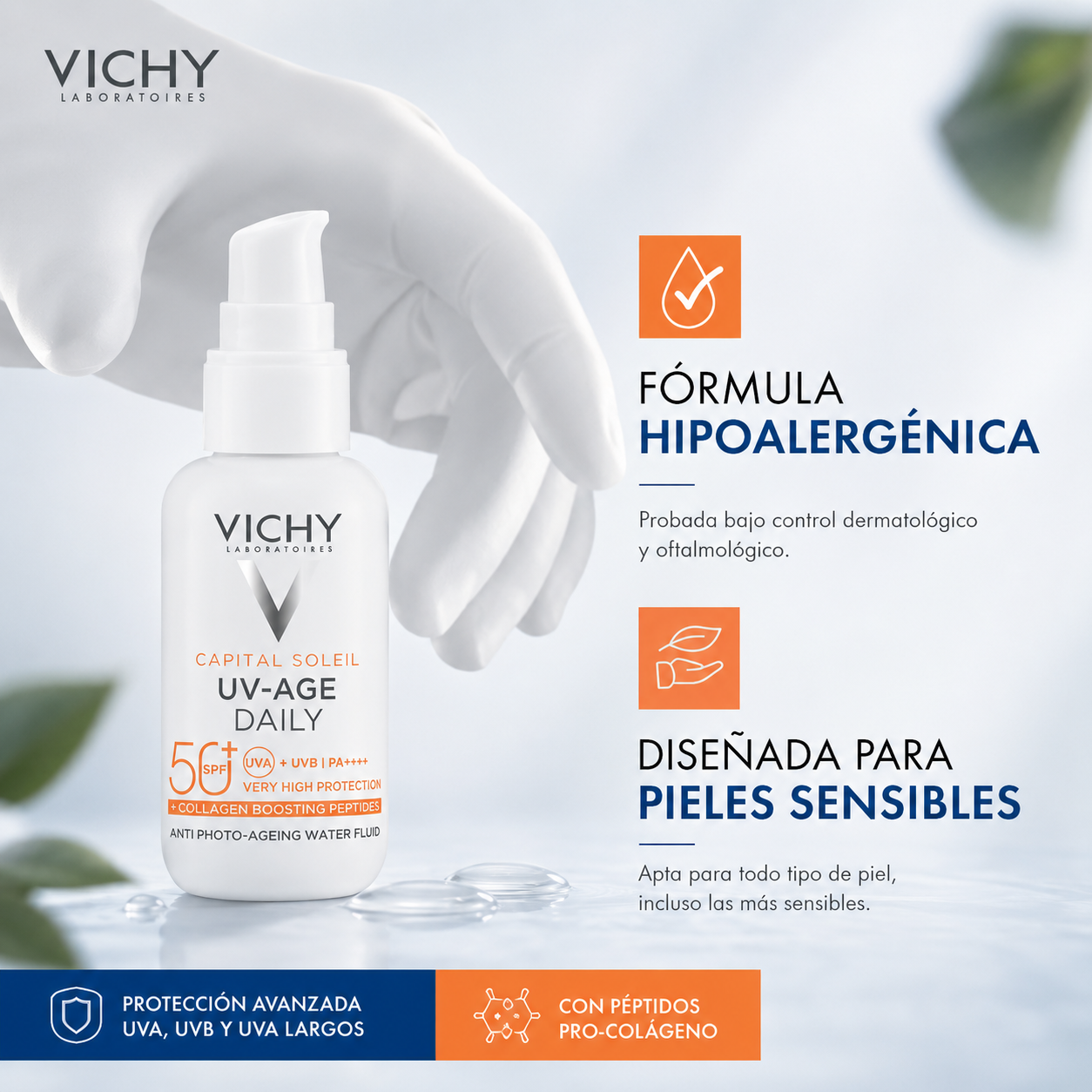 1. Vichy Líquido Fotoprotector UV-Age de Uso Diario