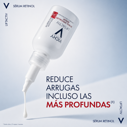1- Vichy Sérum con Retinol, Tratamiento de Noche Antiedad, Piel Más Tersa y Joven, Corrige Arrugas, Mejora la Firmeza y Reduce las Líneas de Expresión, Liftactiv, 30 ml