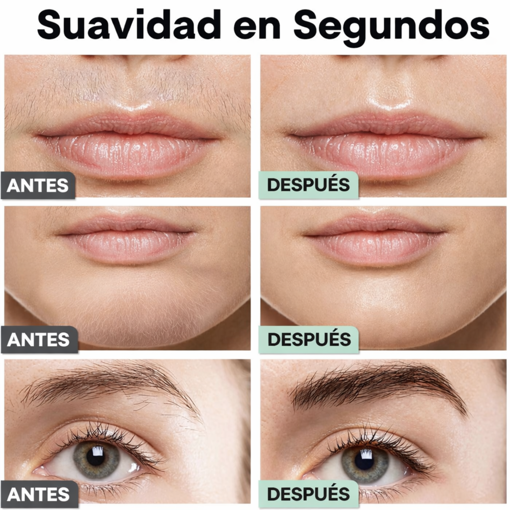 Recortador facial de cejas: 2 en 1, recargable, depilación facial y afeitadora de cejas, labios y cuerpo, con luz LED integrada (Verde)