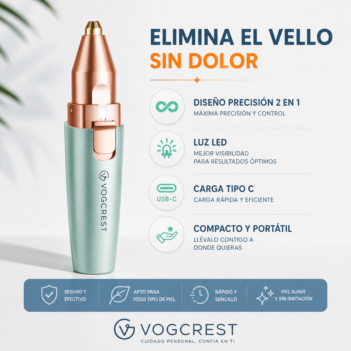 Recortador facial de cejas: 2 en 1.
