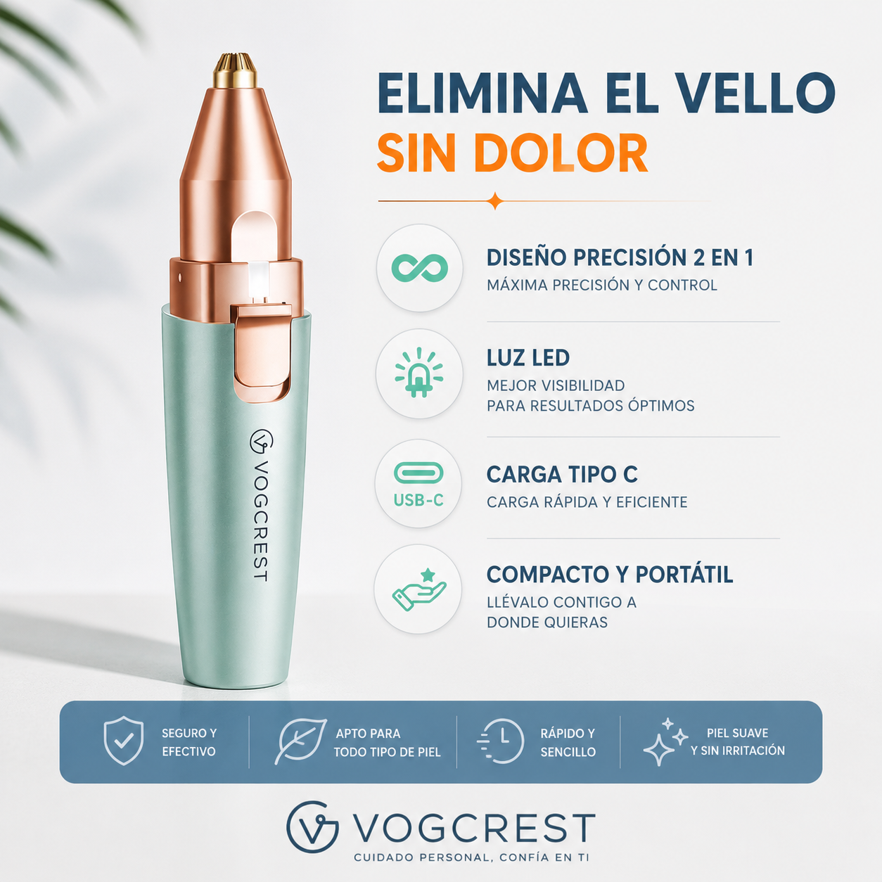 Recortador facial de cejas: 2 en 1.