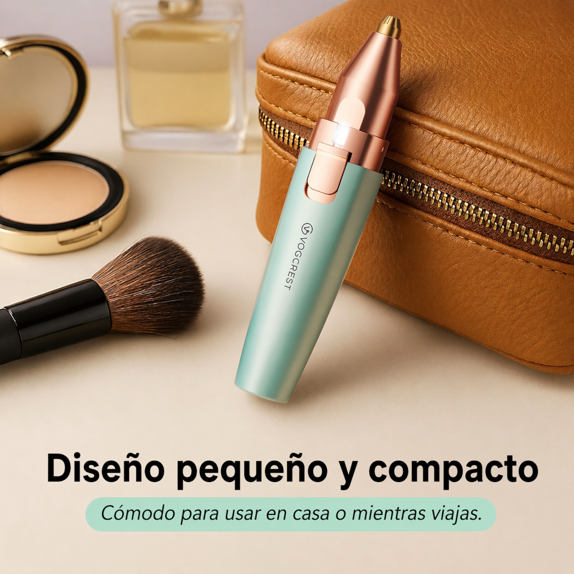 Recortador facial de cejas: 2 en 1, recargable, depilación facial y afeitadora de cejas, labios y cuerpo, con luz LED integrada (Verde)