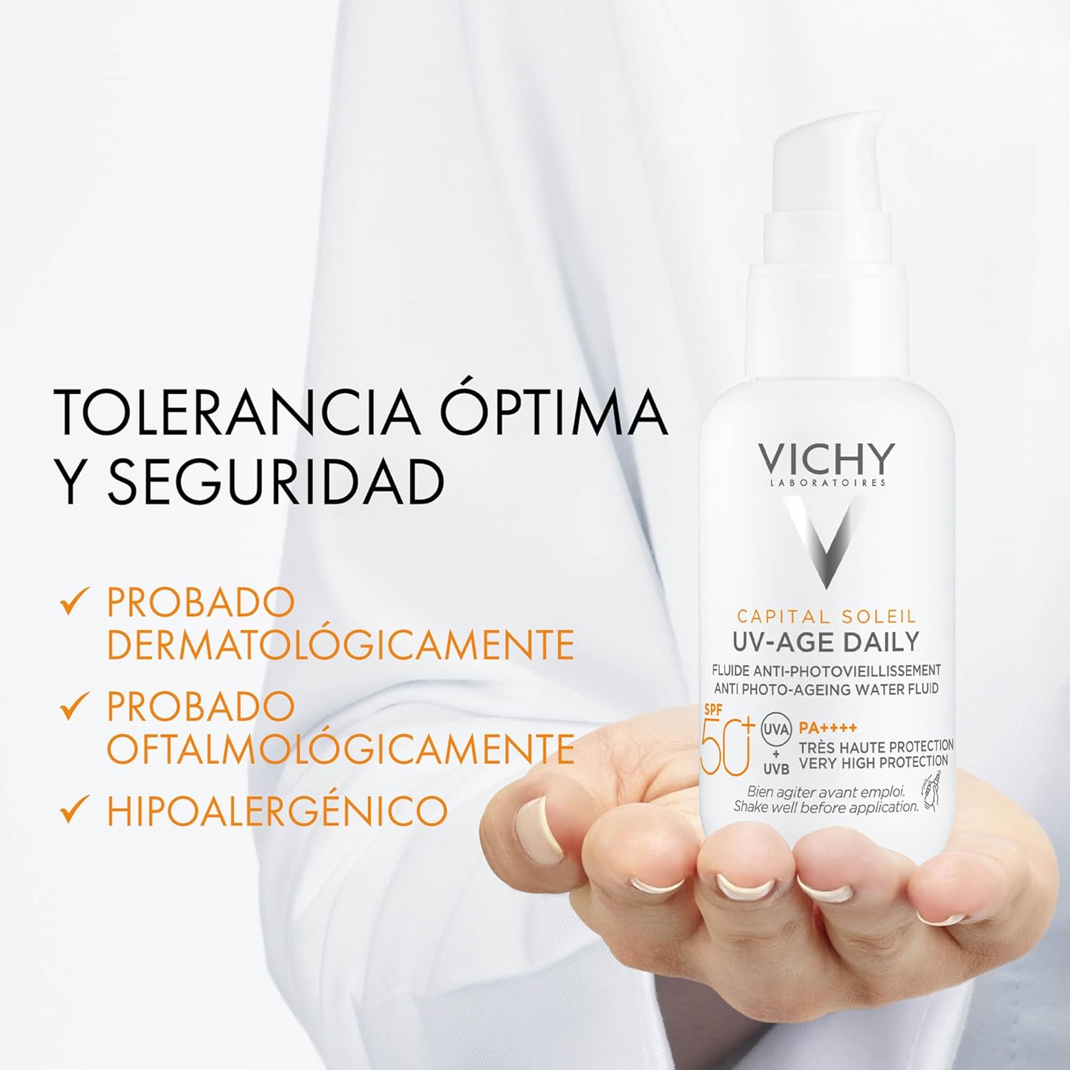 1. Vichy Líquido Fotoprotector UV-Age de Uso Diario, Combate el Envejecimiento, Previene Arrugas y Manchas, Fotoprotección SPF50+ Contra Rayos UVB y UVA, Capital Soleil