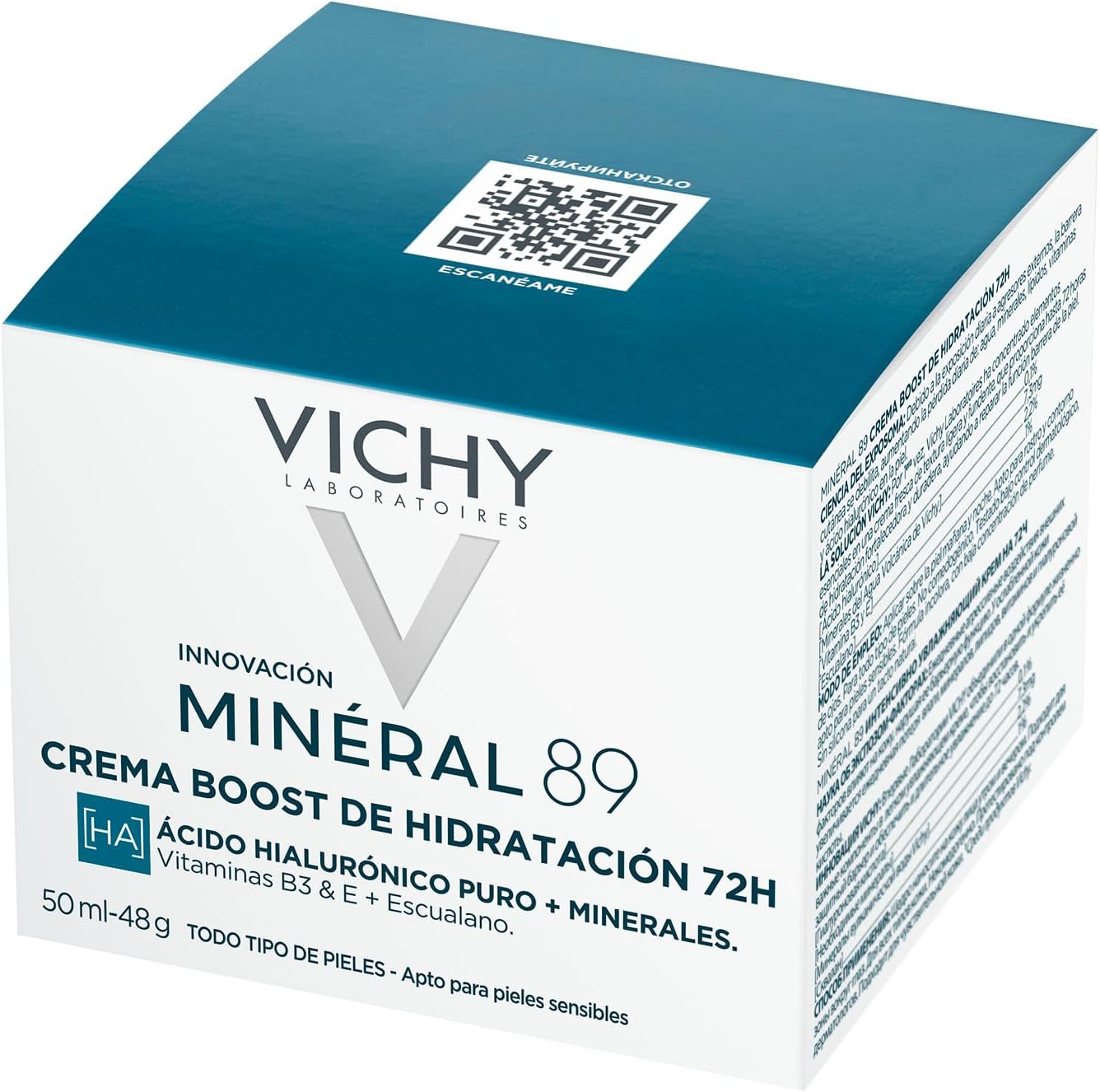 1. Vichy Crema Potenciadora Hidratante Ligera, Para Pieles Sensibles, Fortalece la Barrera de Hidratación durante 72 Horas, Enriquecida con Ácido Hialurónico y Escualeno, Sin Sulfatos, Minéral 89