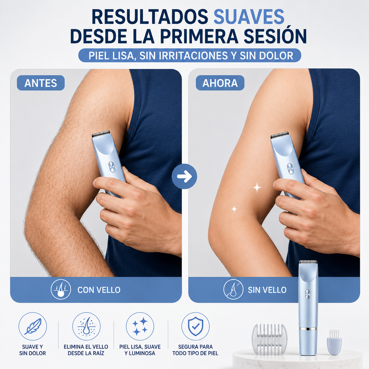 Depiladora eléctrica de doble cabezal 2 en 1.