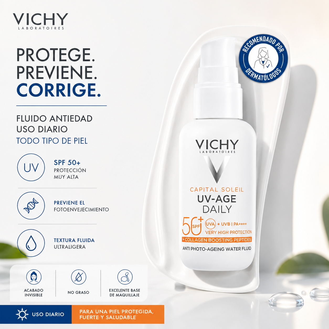 1. Vichy Líquido Fotoprotector UV-Age de Uso Diario