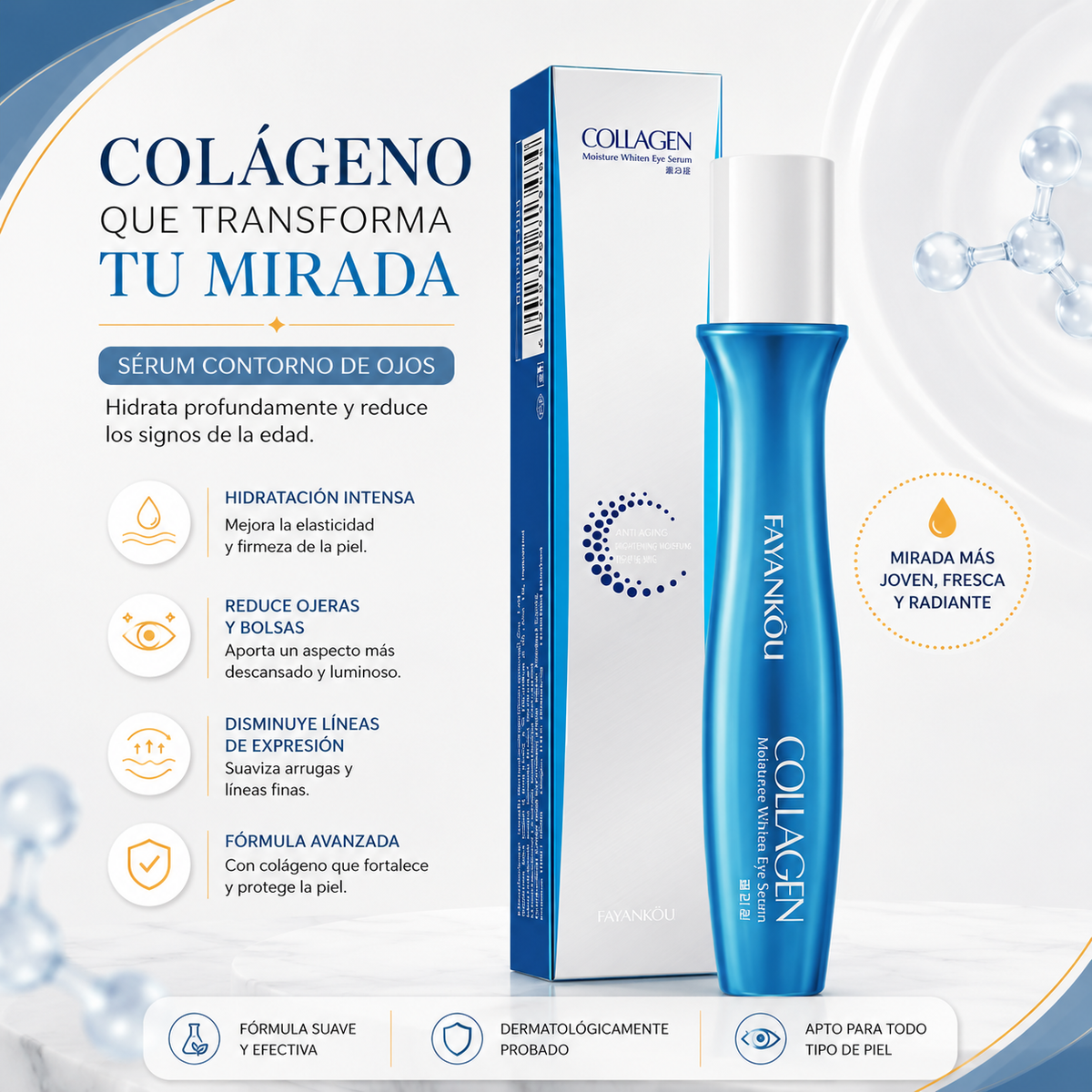 Sérum Contorno de Ojos Antiedad Blanqueante con Colágeno