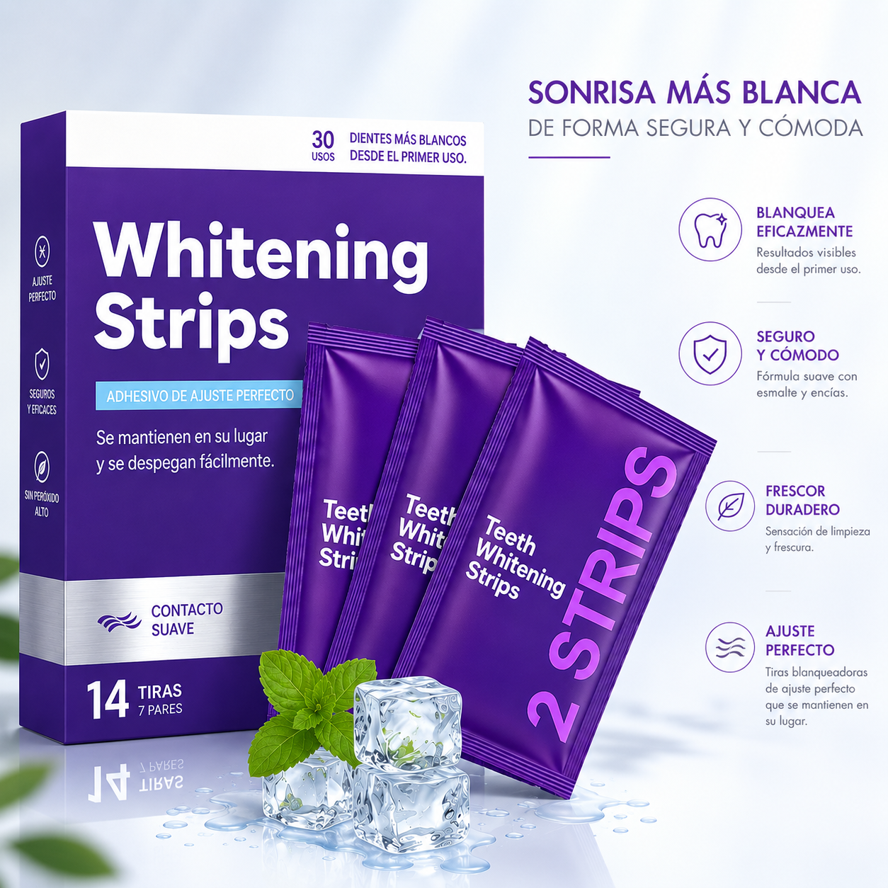 14 piezas Tiras Blanqueadoras para Dientes