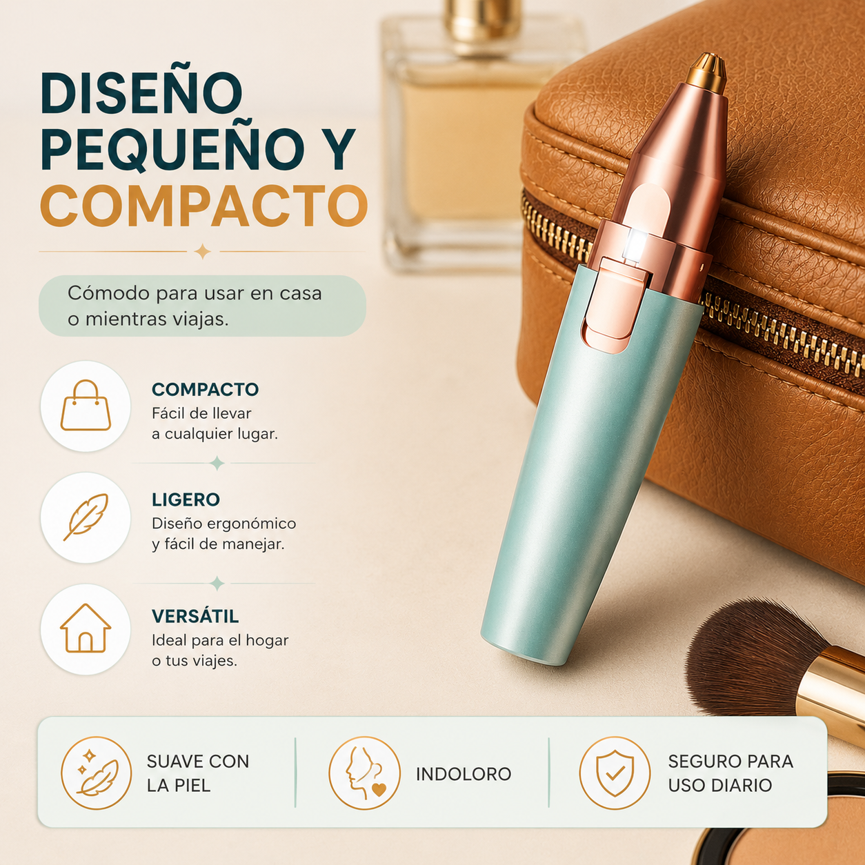 Recortador facial de cejas: 2 en 1.