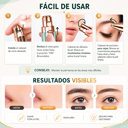 Recortador facial de cejas: 2 en 1.
