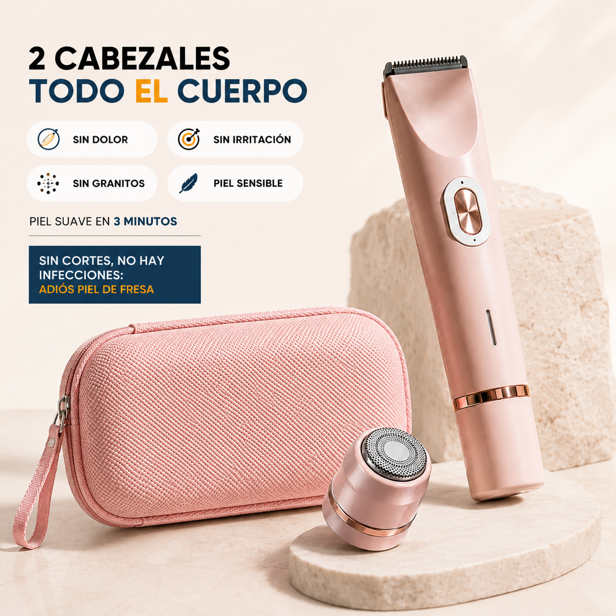 Depiladora 2 En 1. DEPILPLUS. Apta para Pieles Sensibles, Recortadora De Bikini , Carga USB, Resistente Al Agua