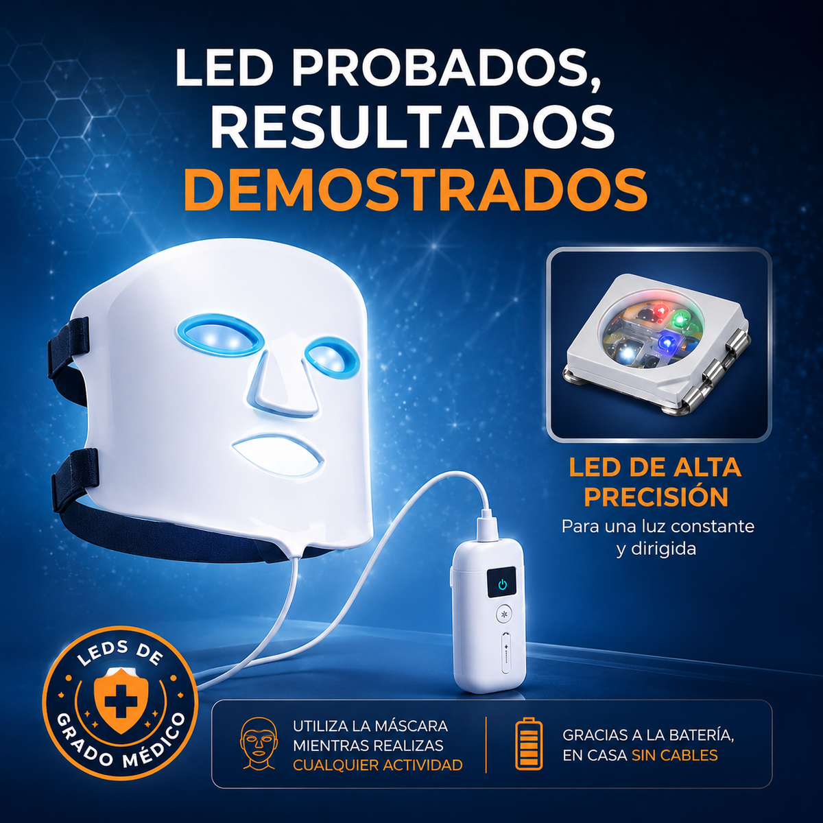 Máscara LED de 7 Colores para la Cara con Infrarrojo Cercano