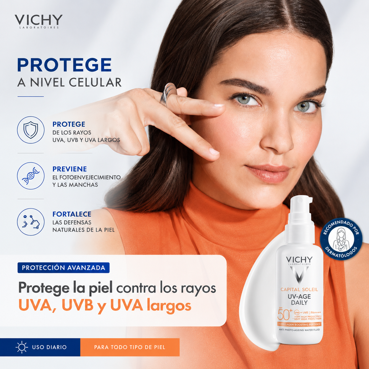 1. Vichy Líquido Fotoprotector UV-Age de Uso Diario