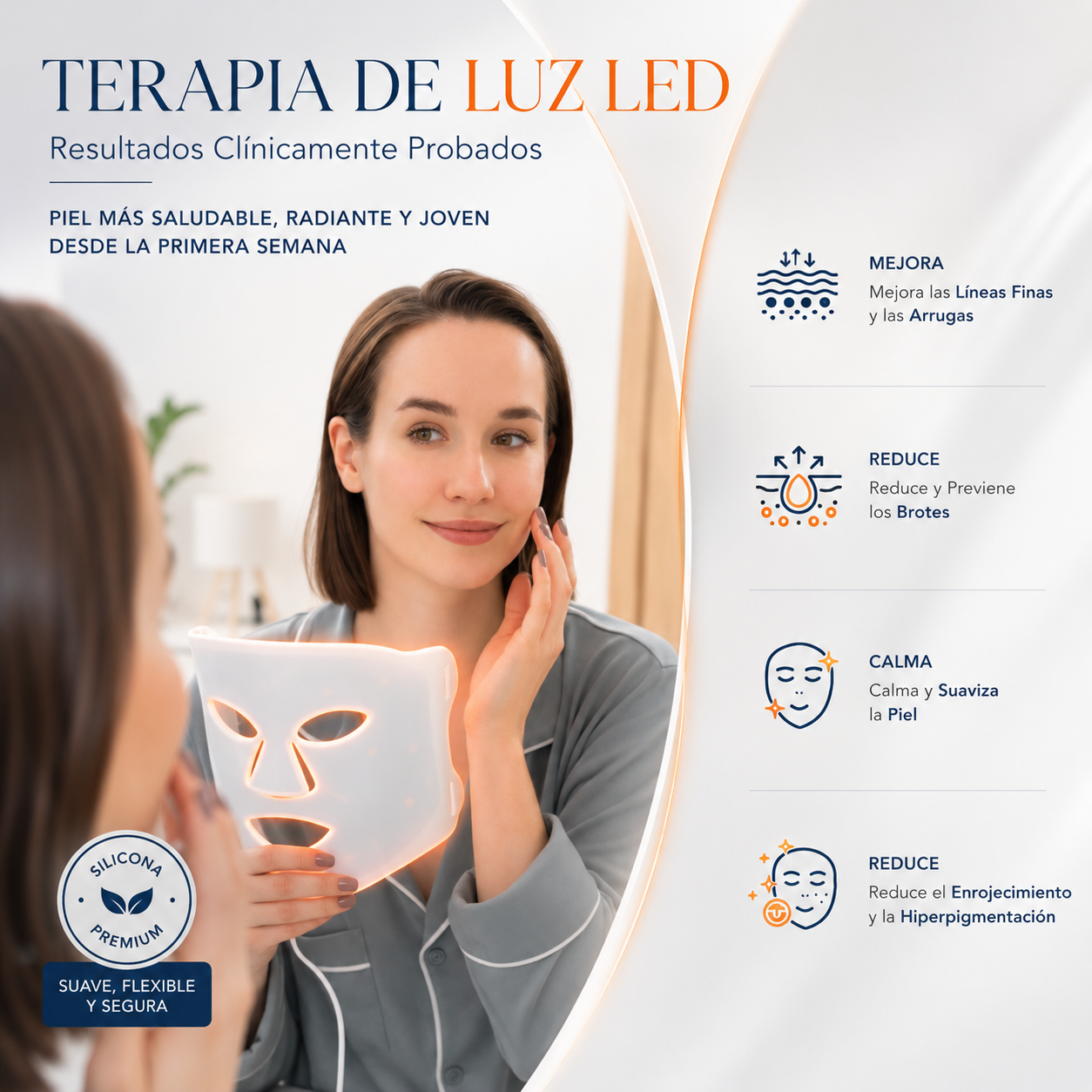 Máscara LED de 7 Colores para la Cara con Infrarrojo Cercano