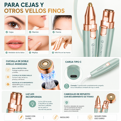 Recortador facial de cejas: 2 en 1.